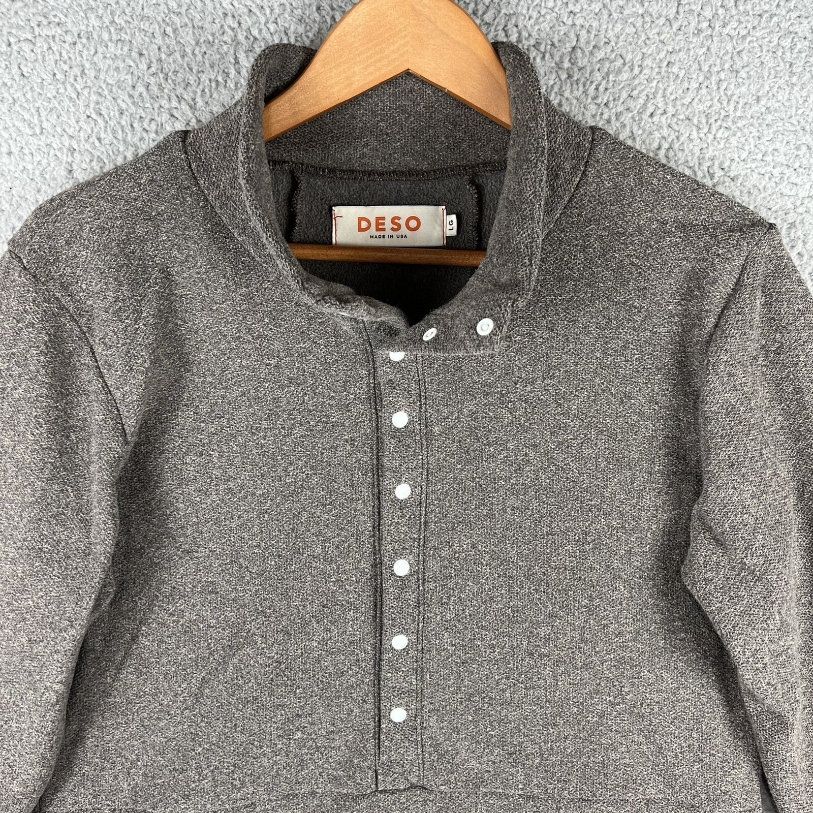 Deso Sweater Womens Large 1/2 Snap Pull Over Made In Usa Grey Brown California — image 2 of 8